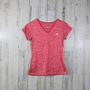 Wilson vneck short sleeve red active wear shirt women's size medium